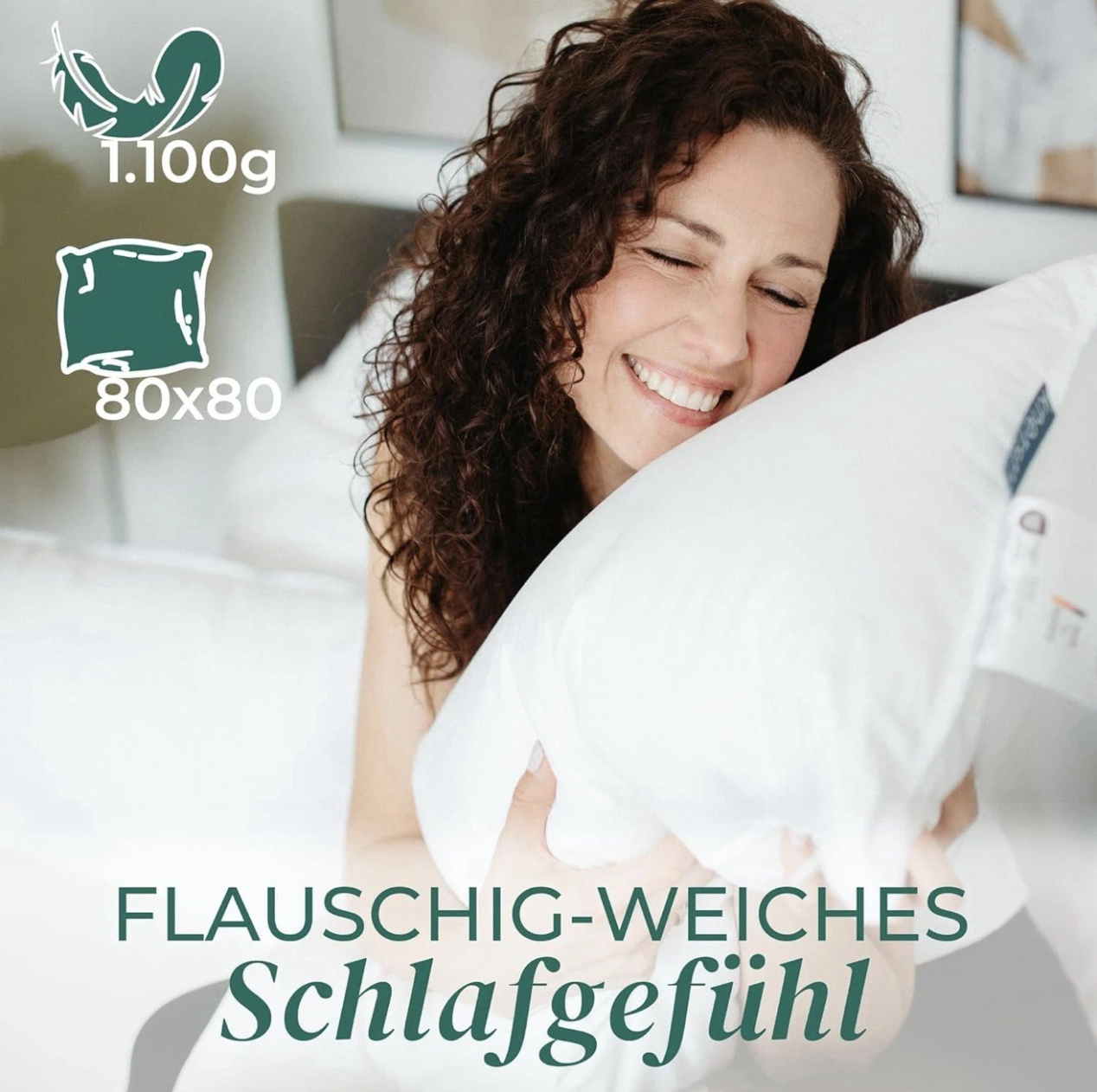 Made in Germany Daunenkissen 80x80 cm Daunenkissen für Top Hotel Qualität